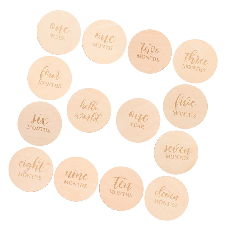 UTHCLO 14 قطعة أقراص خشبية للمراحل الشهرية دعائم تصوير شهرية بطاقات نمو الطفل آمنة ومتينة - Image 5